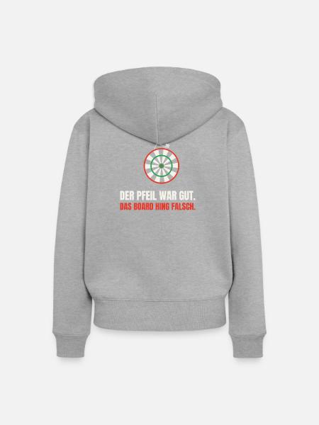 Dart Ausrede: Das Board hing falsch - Frauen Premium Bio Zip Hoodie - Grau meliert