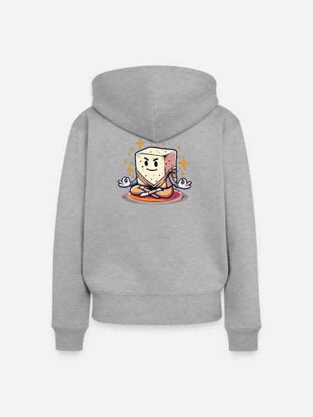 Zen-Tofu-Meister - Frauen Premium Bio Zip Hoodie - Grau meliert