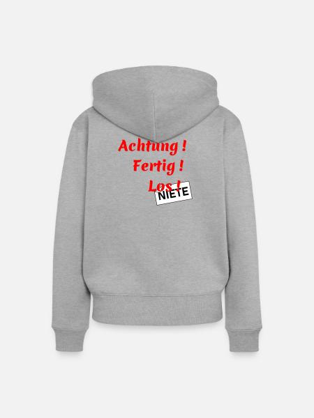 Achtung - Fertig - Los - Frauen Premium Bio Zip Hoodie - Grau meliert