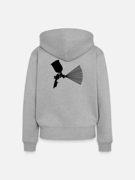 Sprühfarbe mit Strahl - Frauen Premium Bio Zip Hoodie - Grau meliert