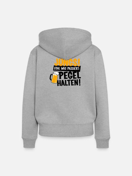 Jungs Pegel halten Party - Frauen Premium Bio Zip Hoodie - Grau meliert