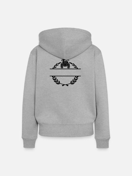 Lorbeerkranz Ackerschlepper - Frauen Premium Bio Zip Hoodie - Grau meliert