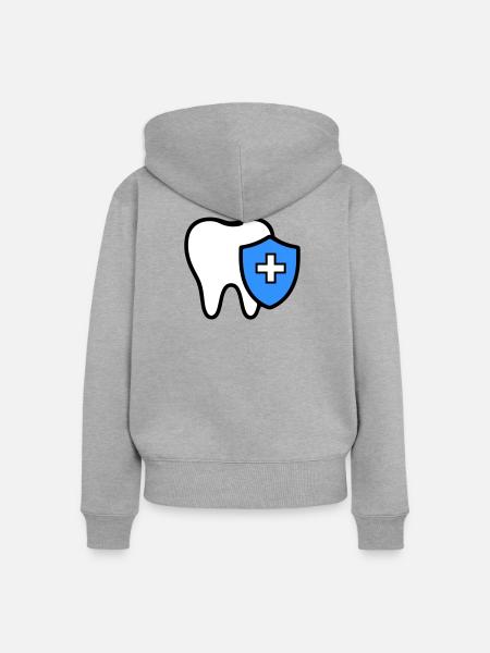 Zahn Symbol Zahnarzt - Frauen Premium Bio Zip Hoodie - Grau meliert