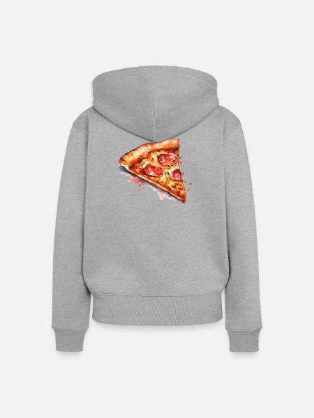 Wasserfarbene Pizzascheibe - Frauen Premium Bio Zip Hoodie - Grau meliert