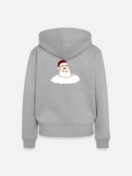 Weihnachtshamster im Schnee - Frauen Premium Bio Zip Hoodie - Grau meliert