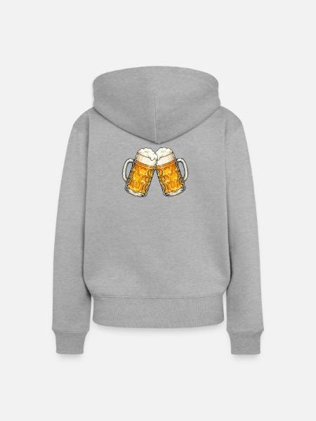 Zwei Bierkrüge stoßen an - Frauen Premium Bio Zip Hoodie - Grau meliert