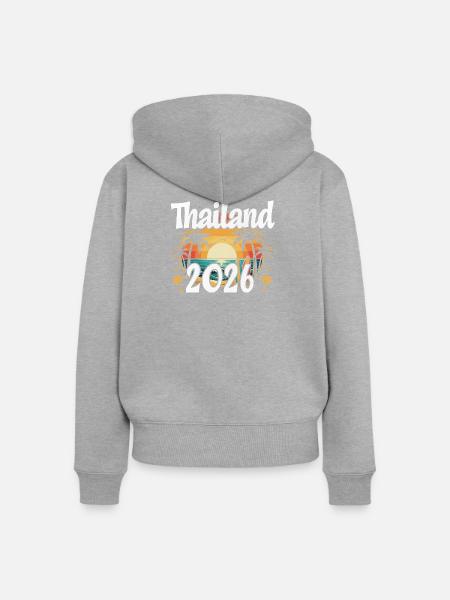 Thailand 2026 - Frauen Premium Bio Zip Hoodie - Grau meliert