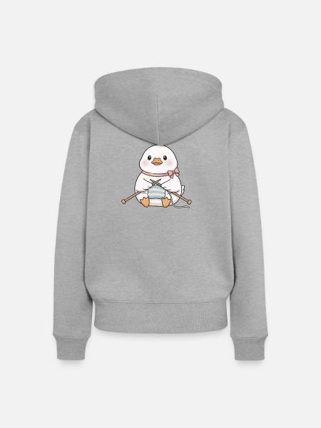 Stricken - Frauen Premium Bio Zip Hoodie - Grau meliert