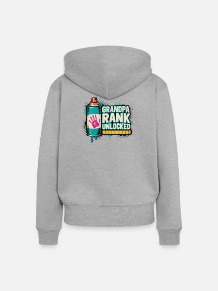 Opa Rang Freigeschaltet - Frauen Premium Bio Zip Hoodie - Grau meliert