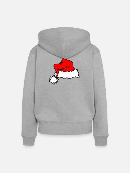 Rote Weihnachtsmütze - Frauen Premium Bio Zip Hoodie - Grau meliert