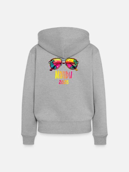 Malibu 2026 Sonnenbrillendesign - Frauen Premium Bio Zip Hoodie - Grau meliert