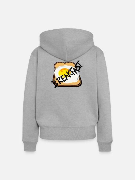 Toast mit Spiegelei Grafik - Frauen Premium Bio Zip Hoodie - Grau meliert
