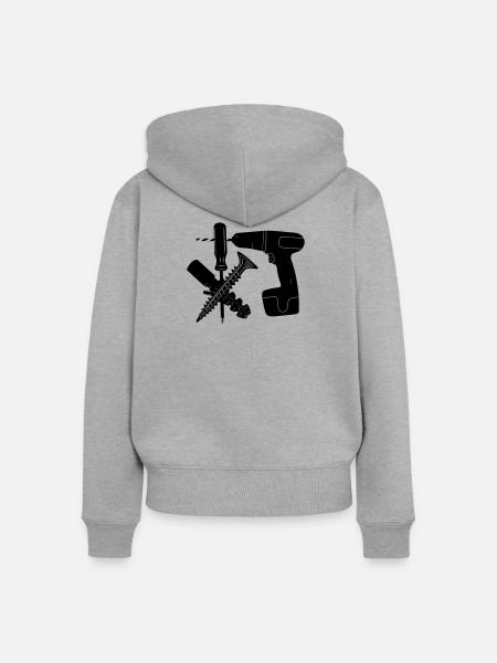 Schrauben- und Dübelbohrer - Frauen Premium Bio Zip Hoodie - Grau meliert