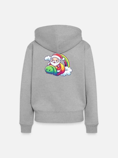 Wurm Weihnachtsmann Weihnachten - Frauen Premium Bio Zip Hoodie - Grau meliert