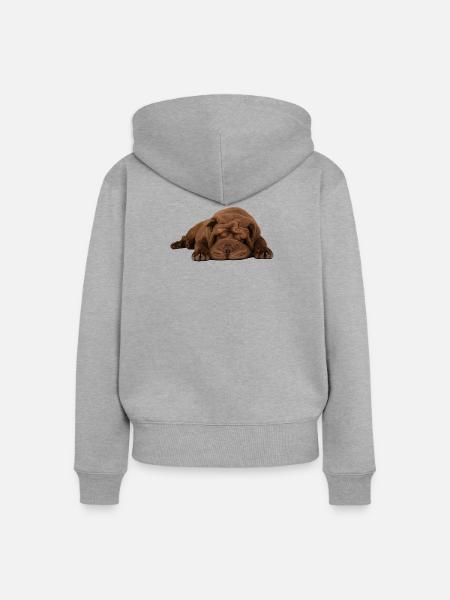 Shar-Pei - Frauen Premium Bio Zip Hoodie - Grau meliert