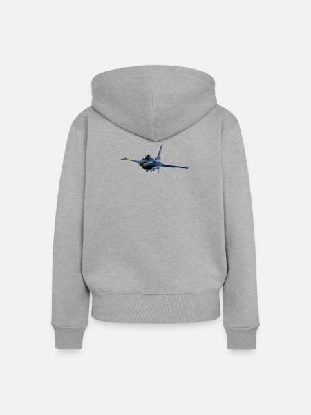 Jet F-16 Fighting Falcon - Frauen Premium Bio Zip Hoodie - Grau meliert