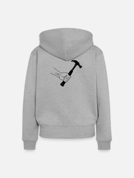 Hammer in der Faust - Frauen Premium Bio Zip Hoodie - Grau meliert