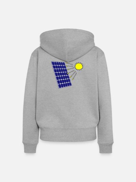 Solarpanel mit Sonneneinstrahlung und Sonne - Frauen Premium Bio Zip Hoodie - Grau meliert