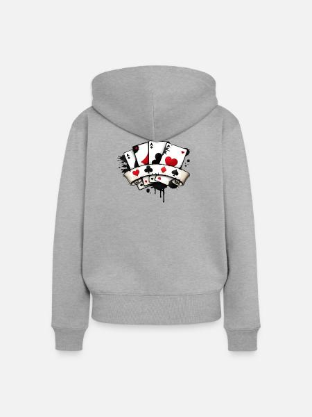 Poker Karten Symbolik Illustration  - Frauen Premium Bio Zip Hoodie - Grau meliert