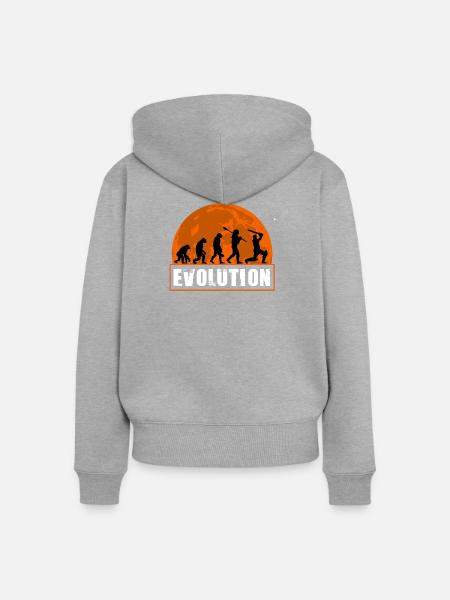 Entwicklung der Cricketspieler-Batsman-Silhouette - Frauen Premium Bio Zip Hoodie - Grau meliert