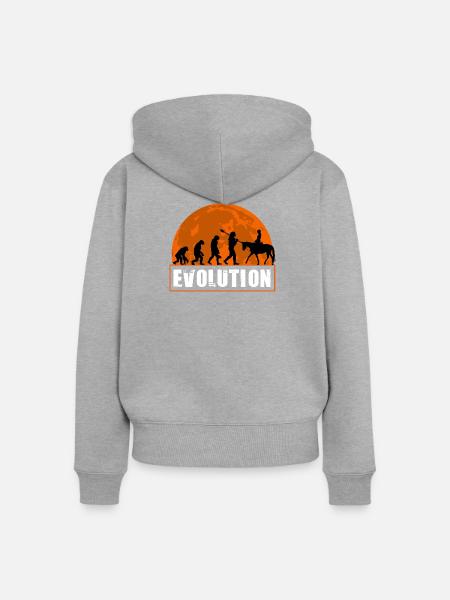 Evolution des Menschen Reitkunst - Frauen Premium Bio Zip Hoodie - Grau meliert