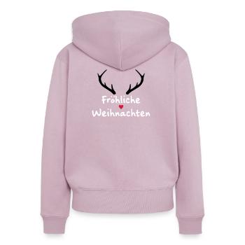 Fröhliche Weihnachten Fest der Liebe Herz Geweih - Frauen Premium Bio Zip Hoodie - Altrosa - Hinten - Julia (174cm)