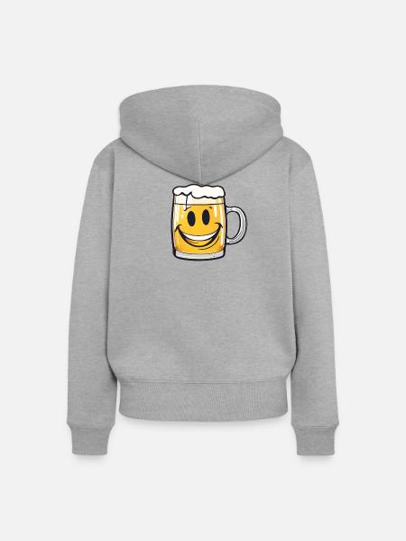 Fröhliches Bier! - Frauen Premium Bio Zip Hoodie - Grau meliert
