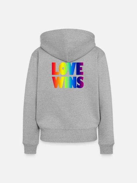 Liebe siegt - Frauen Premium Bio Zip Hoodie - Grau meliert