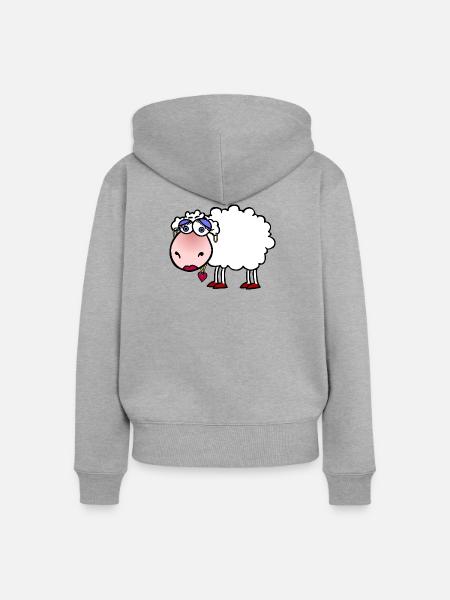 Kuschelschaf mit Herzanhänger - Frauen Premium Bio Zip Hoodie - Grau meliert
