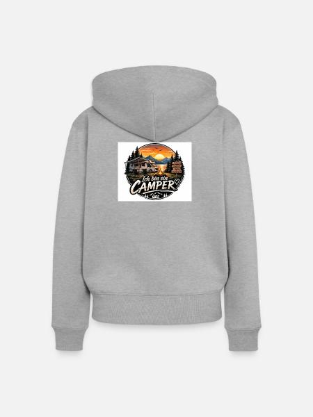 Ich bin ein Camper - Frauen Premium Bio Zip Hoodie - Grau meliert