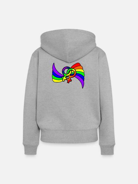 Regenbogen lesbies stolzes Logo - Frauen Premium Bio Zip Hoodie - Grau meliert