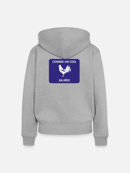 wie ein Hahn im Teig - Frauen Premium Bio Zip Hoodie - Grau meliert