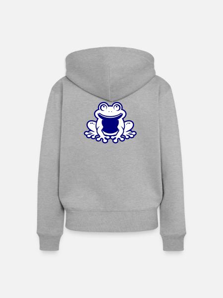 Kröte Comic Frosch - Frauen Premium Bio Zip Hoodie - Grau meliert