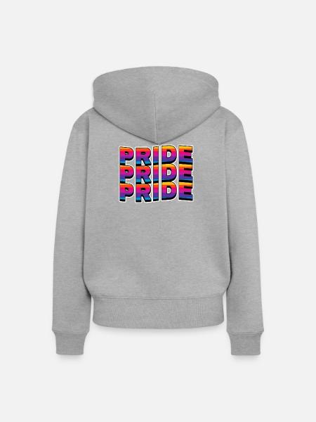 Pride Regenbogen Schriftzug - Frauen Premium Bio Zip Hoodie - Grau meliert