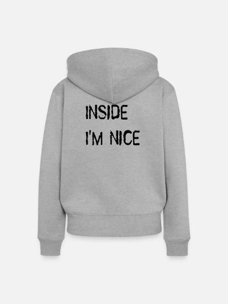 Inside I'm nice. - Frauen Premium Bio Zip Hoodie - Grau meliert