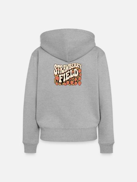 Retro 60er Erdbeerfeld - Frauen Premium Bio Zip Hoodie - Grau meliert