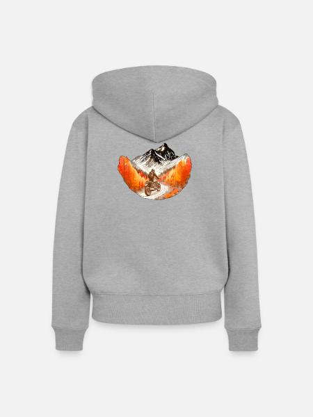 Motorradfahrer in den Bergen - Frauen Premium Bio Zip Hoodie - Grau meliert