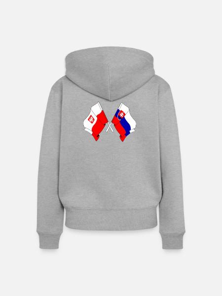 Flagge Polen, Slowakei - Frauen Premium Bio Zip Hoodie - Grau meliert
