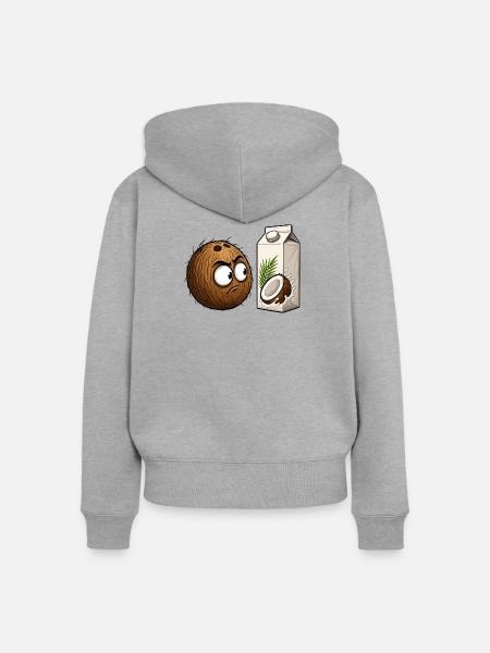 Kokos vs Milchkarton - Frauen Premium Bio Zip Hoodie - Grau meliert