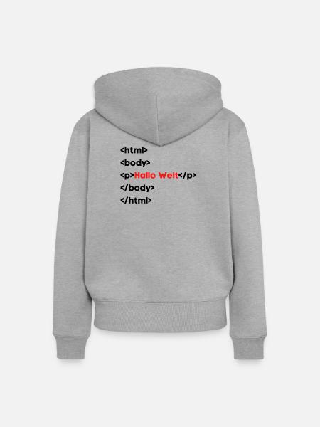 Hallo Welt HTML – Lustiges Programmierer & Coding - Frauen Premium Bio Zip Hoodie - Grau meliert