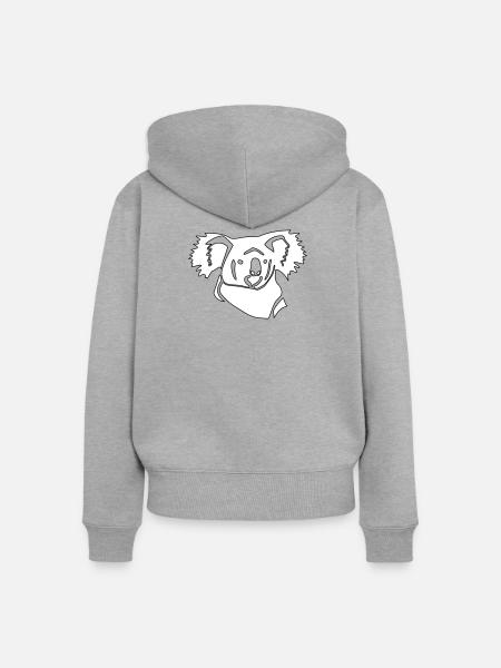 Koala Linienkunst - Frauen Premium Bio Zip Hoodie - Grau meliert