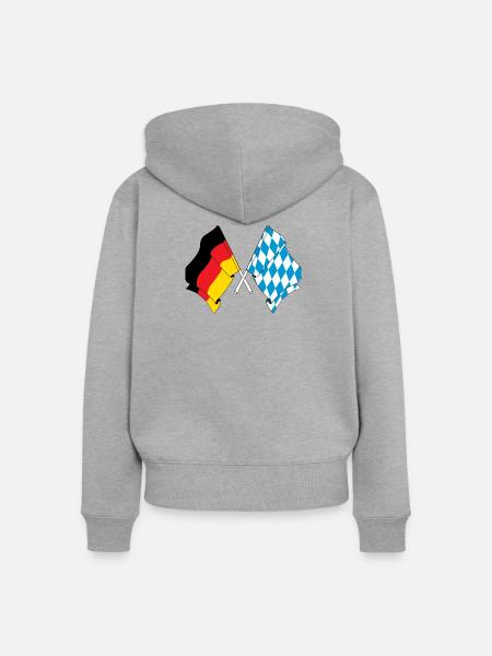 Flagge Deutschland, Bayern - Frauen Premium Bio Zip Hoodie - Grau meliert