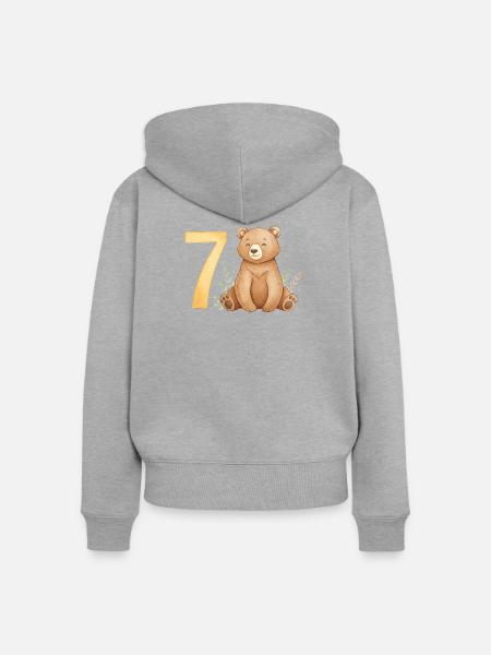 Wasserfarbener Bär mit Sieben - Frauen Premium Bio Zip Hoodie - Grau meliert