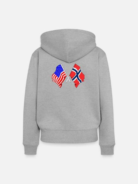 Flagge USA, Flagge Norwegen - Frauen Premium Bio Zip Hoodie - Grau meliert