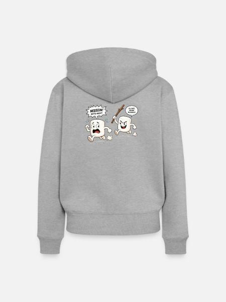 Lustige Marshmallow Verfolgungsjagd Comic - Frauen Premium Bio Zip Hoodie - Grau meliert