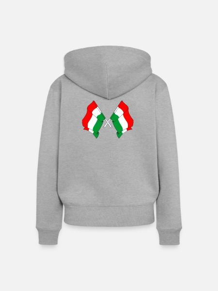 Zwei Flaggen Ungarn - Frauen Premium Bio Zip Hoodie - Grau meliert