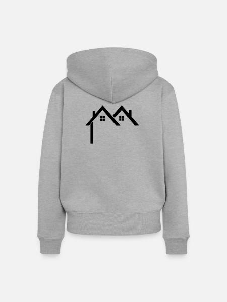 Wohngebiet Logo Häuser - Frauen Premium Bio Zip Hoodie - Grau meliert