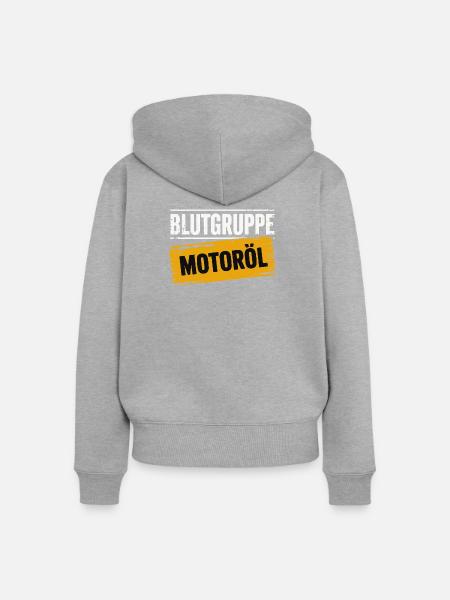 Blutgruppe Motoröl Schrauber Design - Frauen Premium Bio Zip Hoodie - Grau meliert