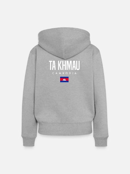 Ta Khmau Kambodscha Khmer - Frauen Premium Bio Zip Hoodie - Grau meliert