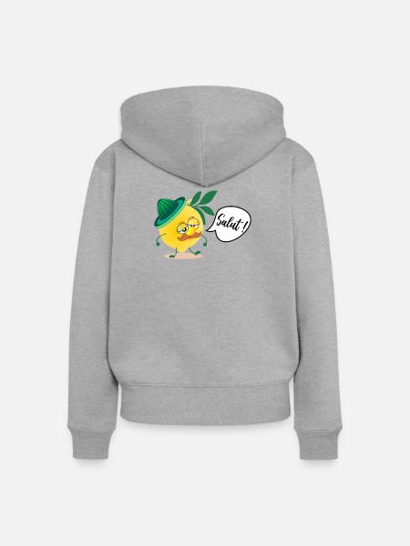Lemon Daddy Schnurrbart - Frauen Premium Bio Zip Hoodie - Grau meliert